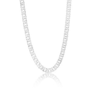 Links of Italy Sterling Silver 7.5mm Textured Double-Link Chain - Rhodium Plated - Available Sizes: 20  , 22  , 24  Inches - 1 of 3