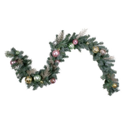 Northlight 6' Pink and Gold Ornaments Frosted Artificial Christmas Garland- Unlit