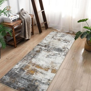 Washable Runner Rug Modern Abstract Non-Slip Stain-Resistant Indoor Carpet Hallway Low Pile Bedroom Laundry Entrance - 1 of 4