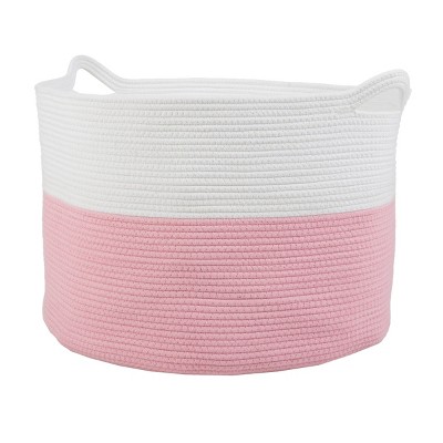 Home-Complete Extra-Large Woven Rope Basket, Pink