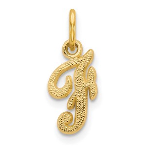 Black Bow Jewelry The Sadie 14k Yellow Gold Mini Satin Script Initial Charm, Letter F - 1 of 4