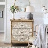 LuxenHome 3-Drawer 28.2" H x 25.2" W Natural Wood White Floral Accent Chest. Brown - 2 of 4