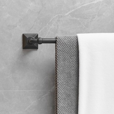 Matte Black 24-Inch Metal Bathroom Hardware Set with Towel Bar and Hook