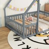 Okak Twin/Full Size House-Style Bed Frame with Fence Guardrails,Modern Floor Bed for Toddlers/Kids Bedroom - 3 of 4
