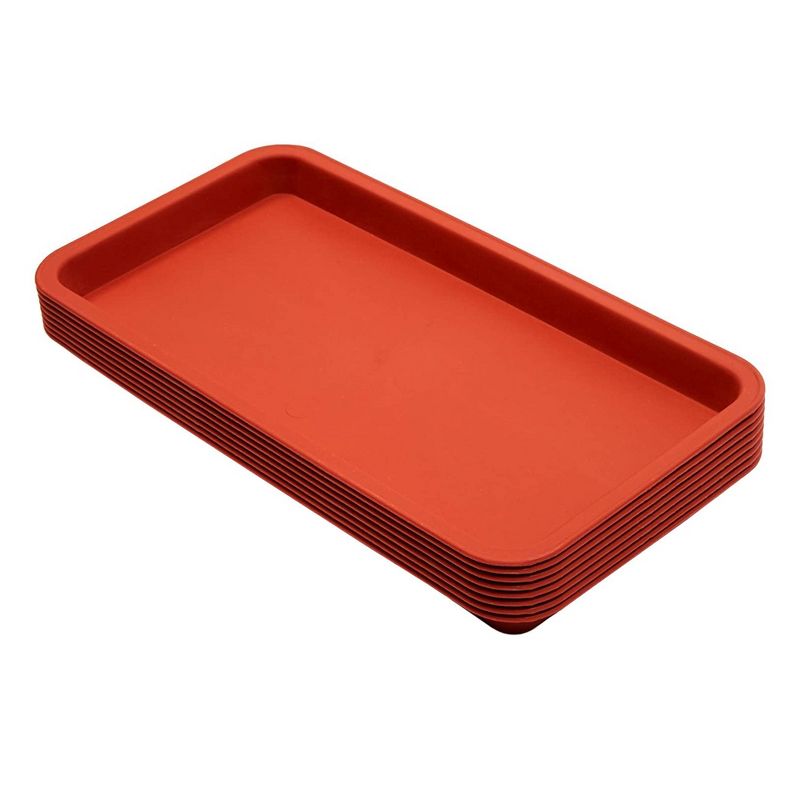 Juvale 8 Pack Plastic Plant Drip Trays for Pots, Rectangular Saucer Pans for Planters and Water Drainage, Indoors, Outdoors, Terracotta Red, 6.5x12 in, 5 of 9