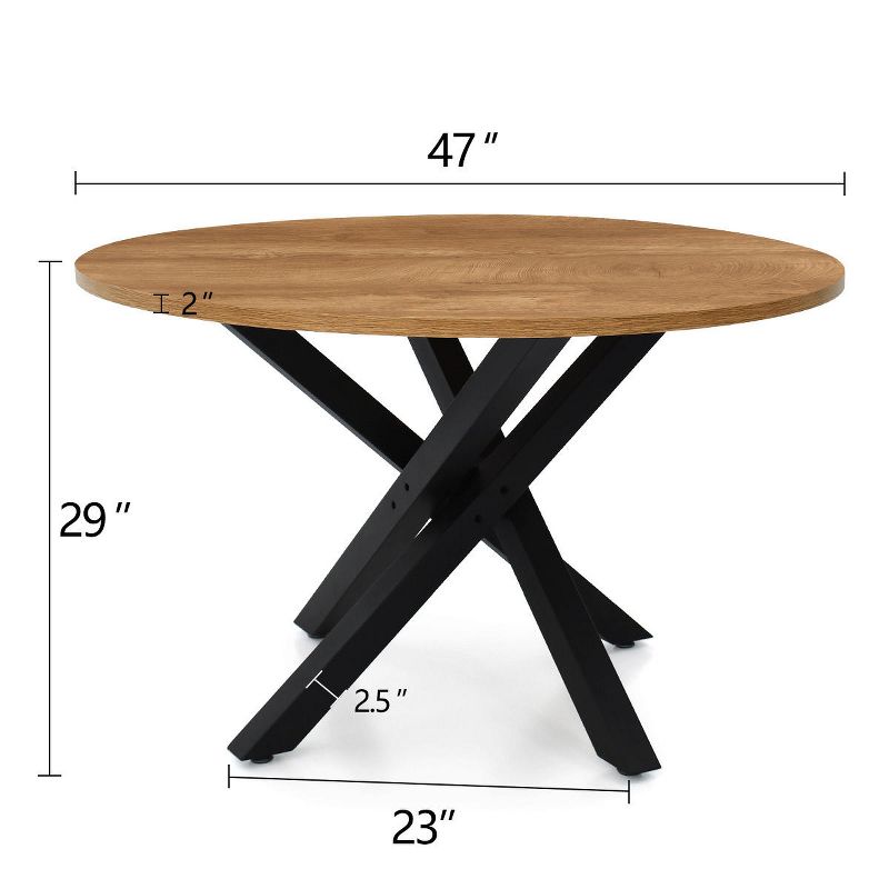 Robert 46'' Manufactured Wood Foild with Grain Paper Round Top Pedestal Woven Legs Dining Table- The Pop Maison, 5 of 11