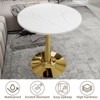 Sapphtopaz Modern Round Dining Table with Golden Tapered Pedestal Base Coffee Table with Faux Marble Finish Kitchen Table for Living Room, White - 3 of 4
