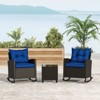 Tangkula Set of 3 Wicker Rocking Set w/ Tempered Glass Table Patio Outdoor - 2 of 4