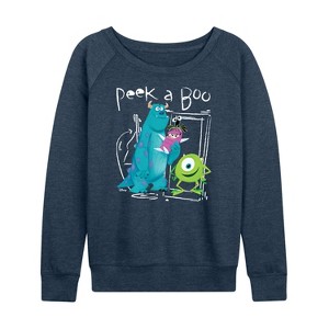 Women's - Disney - Peek A Boo Lightweight French Terry Wide Neck Long Sleeve Shirt - 1 of 4