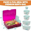Bentology Bento Lunch Box Set w/ 5 Removable  Leak Proof Containers  On-the-Go Meal  Food Prep & Snack Packing Compartments - Stackable  Microwave - 3 of 4