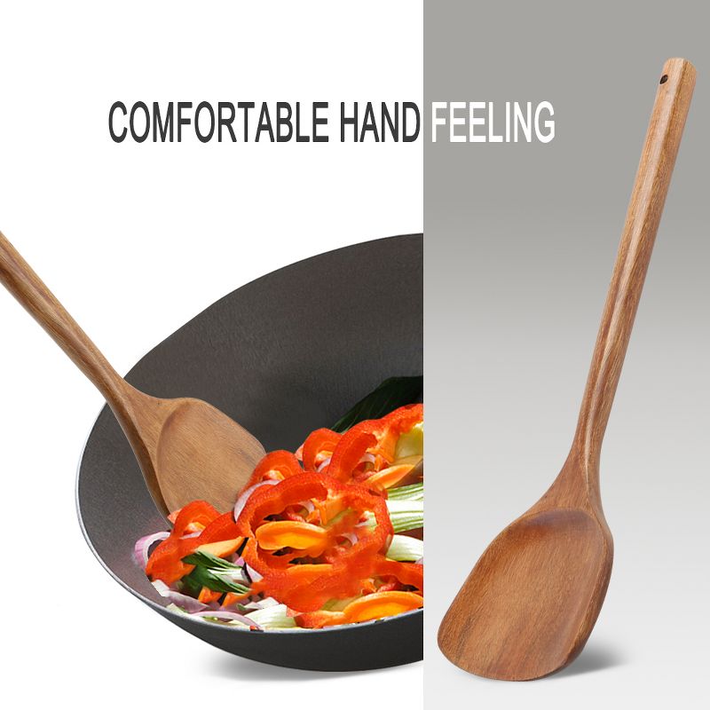 Unique Bargains Wooden Turner Pan Stir Frying Spatula Wok Kitchen Essential Cookware for Cooking Baking Flipping Brown 1 Pc, 2 of 7