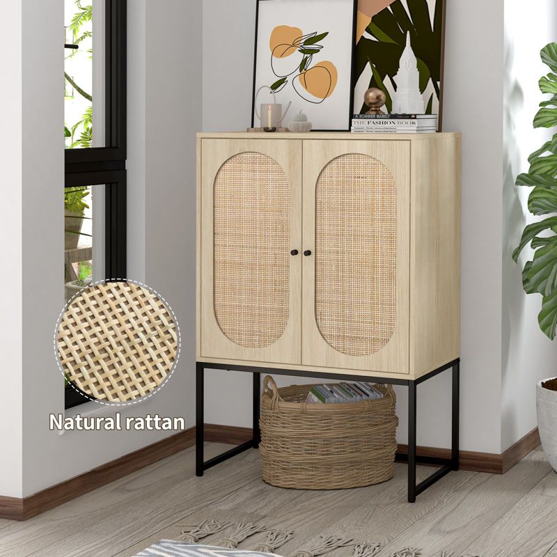 Arina Natural Rattan 2 Door High Accent Cabinet with Adjustable Shelf - Maison Boucle, 3 of 8