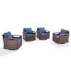 POCASSY Swivel Patio Chairs Swivel Rocker Set of 4, Dark Brown Hand-Brushed Arms 360° Swivel Outdoor Chairs with All Weather Brown Wicker & 4" Cushion - 2 of 4