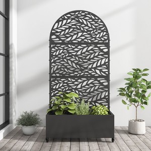 Wrought Iron Black Arc Planter Box with Climbing Rack (Spring Liuye 01) 183x90x40cm - 1 of 3