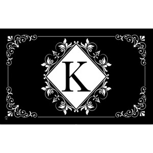 Briarwood Lane Everyday Doormat 30x18 Indoor Outdoor Black and White Monogram K Doormat - 1 of 4