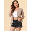 Allegra K Women's Casual Plaid Blouse Button Up V-Neck Long Sleeve Western Shirt - 2 of 4