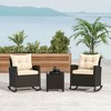 Tangkula 3 Piece Outdoor Rocking Set Rattan Rocking Chair Set w/ Tempered Glass Table Seat - 2 of 4