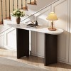 54'' Entryway Console Table with Oval Faux Marble Top and Curved Legs,Narrow Hallway Accent Table for Living Room-Baofuwish - 2 of 4