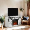 Wooakway 58"L 29.4"H 15.4"D Electric Fireplace TV Stand Console with Barn Door Design Overheating Protection Closed Storage Cabinet for TVs up to 65" - 3 of 4