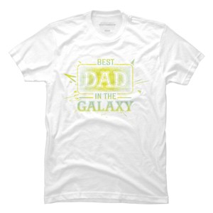 Men's Design By Humans Best Dad In Galaxy Badge By AmusingDesignCo T-Shirt - 1 of 2