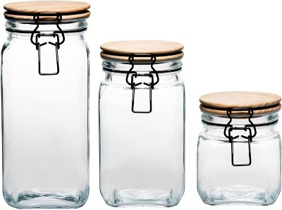 Amici Home Airtight Storage Jar Arlington, Patterned Glass Container, Black  Metal Lid With Handle, Easy To Grasp,extra Large 78 Oz. : Target