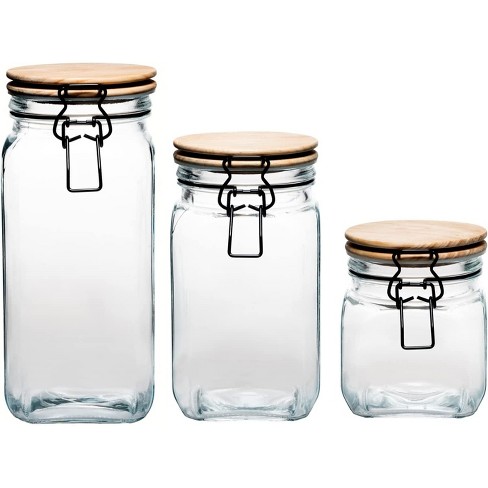 Amici Home Yosemite Glass Canister, Set Of 3, Food Storage Jar W