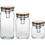 Amici Home Acadia Glass Canister with Hermetic Seal, Wood Lid, Kitchen & Pantry Storage, Set of 3, 24-42 & 60 oz.