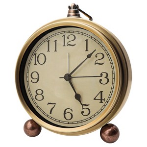 Aoibox Retro Vintage Metal Table Clock with Silent Quartz Movement, HD Glass Face, Non-Ticking Alarm Clock for Bedroom, Living Room, Office Decor - 1 of 4