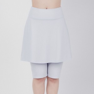 Calypsa Women's Plus Size Flared Mid-Thigh Swim Skirt With Bike Shorts - 1 of 4