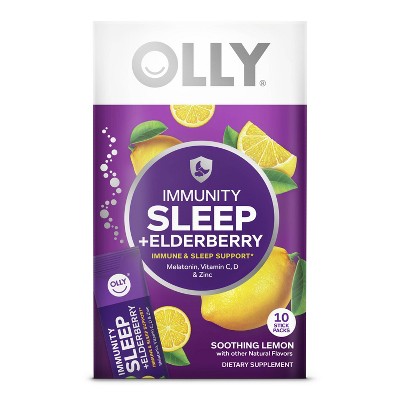 OLLY Immunity Sleep + Elderberry Dietary Supplement - Soothing Lemon - 10ct
