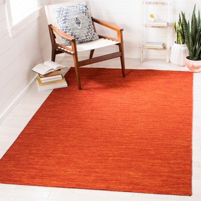 Handmade Red and Rust Wool Cotton 4' x 6' Area Rug