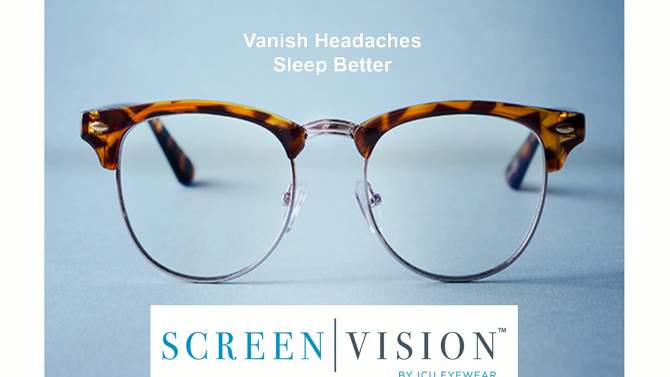 ICU Eyewear Screen Vision Blue Light Filtering Rectangular Glasses - Tortoise, 2 of 7, play video
