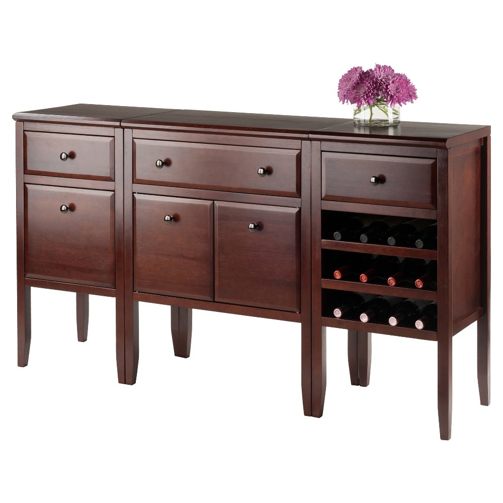 3 Piece Orleans Modular Buffet Cabinet Set Wood/Cappuccino, Brown - Winsome 40378