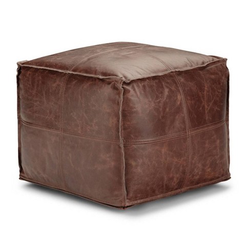 Wellford Faux Leather Woven Cube Brown - Threshold™