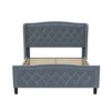 Sapphtopaz Platform Bed Frame with Wingback Headboard and Rhombus Pattern Upholstered Bed Frame Slats Support, No Box Spring Needed - 3 of 4