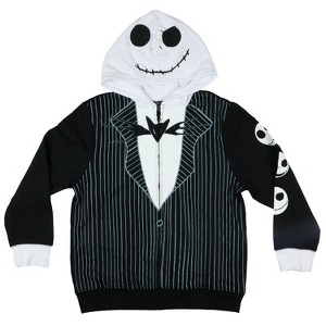 Seven Times Six Nightmare Before Christmas Hoodie Boys' Jack Skellington Zip Up Sweatshirt Black - 1 of 4