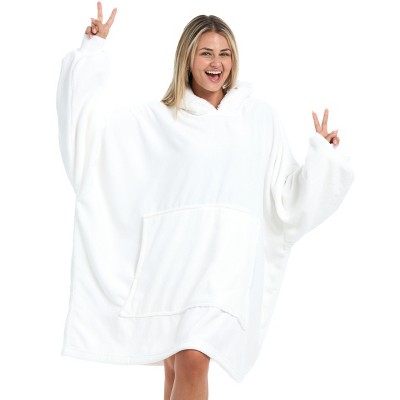 ADR Wearable Blanket Hoodie Adult, Oversized Hoodies for Women, Mens Oversized Hoodie Blankets White Medium