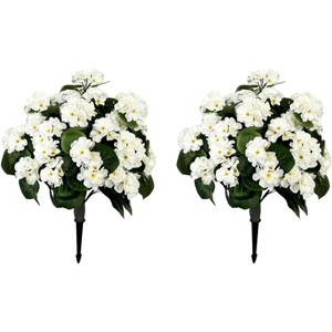 2 pieces of UV-resistant artificial plants with ground spike,realistic silk flowers as topiary,weatherproof decoration,artificial flowers to stick in - 1 of 4