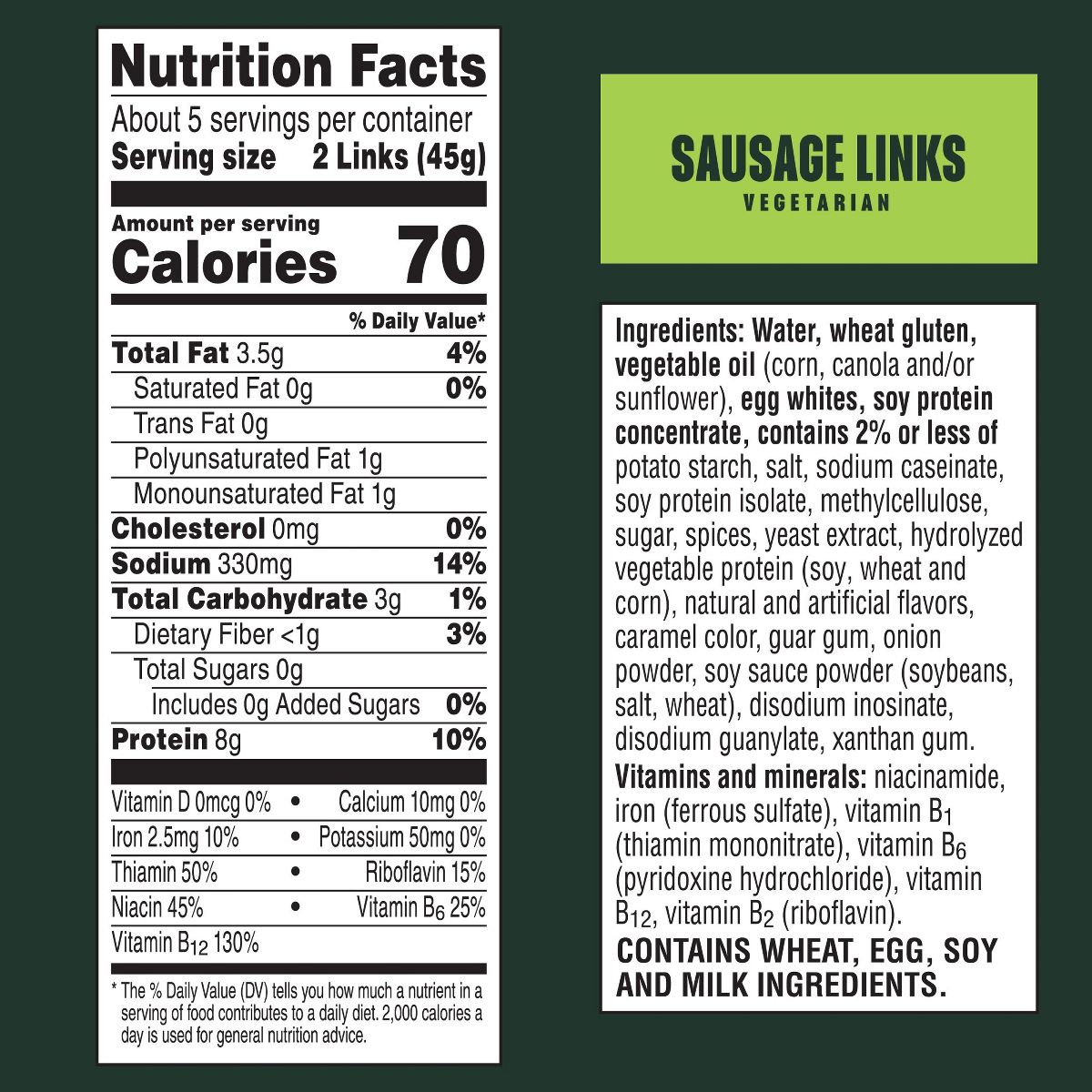 MorningStar Farms Breakfast Veggie Sausage Links Original - Frozen - 8oz - thumbnail 6