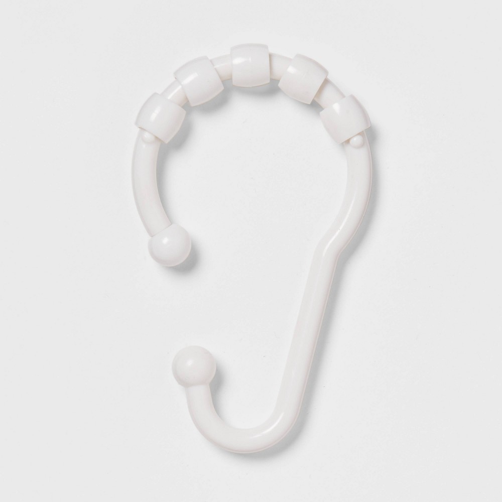 Plastic V Glide Hooks White - Room Essentials™: ABS Material, 12-Pack, Glossy Finish, Shower Liner Rings