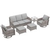 Sonkuki 6 Pieces Patio Sofa with Swivel Rocking Chairs Set, All-Weather PE Rattan Conversation Couch with Cushion - 2 of 4