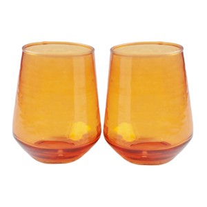Slickblue Handcrafted Hammered Glass Tumblers, 13.5oz, Set of 2, Vibrant Colored Glass, Perfect for Dining - 1 of 4