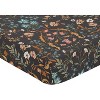 Sweet Jojo Designs Girl Baby Fitted Crib Sheet Boho Floral Wildflower Black Orange and Blue - 3 of 4