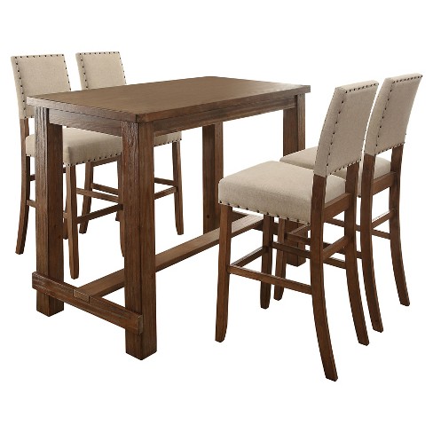 bar table set with chairs