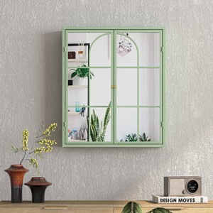 23.62 "Vintage Two Door Wall Cabinet with Mirror, Three-level Entrance Storage Space - 1 of 4