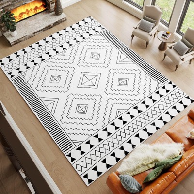 Belffin Moroccan Washable Area Rug. Non-Slip Backing Large Area Rugs