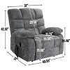1pc Oversized Chenille Electric Recliner with Heat & Massage, Dual Motor Power Lift Chair for Elderly Support - Coolbibila - 4 of 4