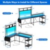 L Shaped Gaming Desk with Led Lights & Power Outlets, Reversible Corner Desk with Storage Shelves for Home Office - 4 of 4