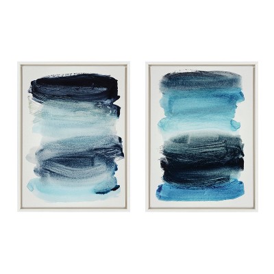 Sylvie Blue Palette I and II Abstract Canvas Art Set