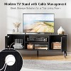 TIRAMISUBEST Modern TV Stand for 55-60 Inch TVs, Black Entertainment Center with Side Storage Cabinets - 3 of 4